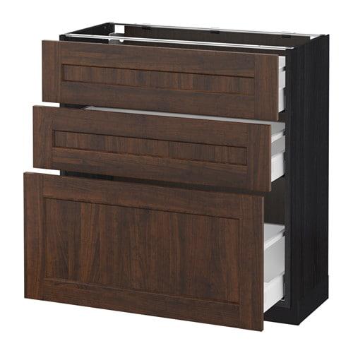 МЕТОД / МАКСИМЕРА Напольный шкаф с 3 ящиками - под дерево черный, Эдсерум под дерево коричневый, 80x37 см МЕТОД / МАКСИМЕРА Напольный шкаф с 3 ящиками - под дерево черный, Эдсерум под дерево коричневый, 80x37 см