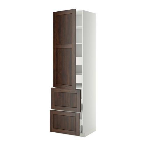 МЕТОД / ФОРВАРА Высокий шкаф+полки/4 ящика/2дверцы - белый, Эдсерум под дерево коричневый, 60x60x220 см МЕТОД / ФОРВАРА Высокий шкаф+полки/4 ящика/2дверцы - белый, Эдсерум под дерево коричневый, 60x60x220 см