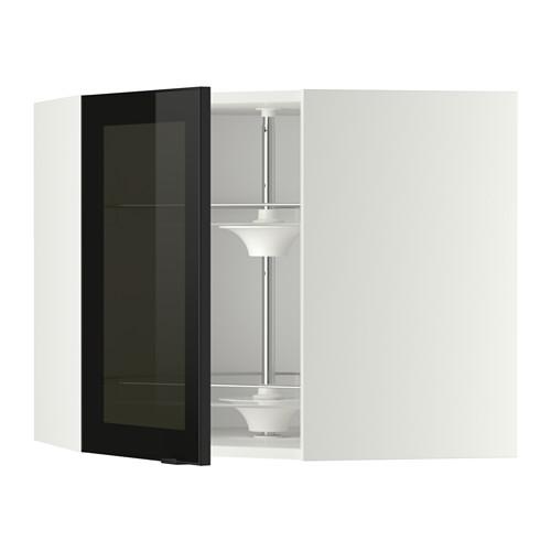 МЕТОД Углов навесн шк с врщ скц/сткл дв - белый, Ютис дымчатое стекло/черный, 68x60 см МЕТОД Углов навесн шк с врщ скц/сткл дв - белый, Ютис дымчатое стекло/черный, 68x60 см