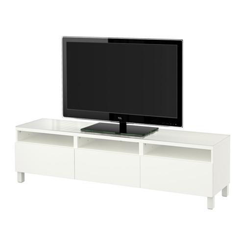 БЕСТО Тумба д/ТВ с ящиками - Лаппвикен белый, направляющие ящика, плавно закр