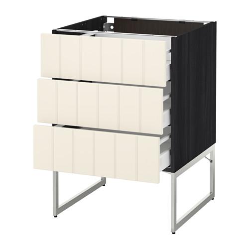 МЕТОД / МАКСИМЕРА Нплн шк 3 фрнт/3 средн ящика - под дерево черный, Хитарп белый с оттенком, 60x60x60 см