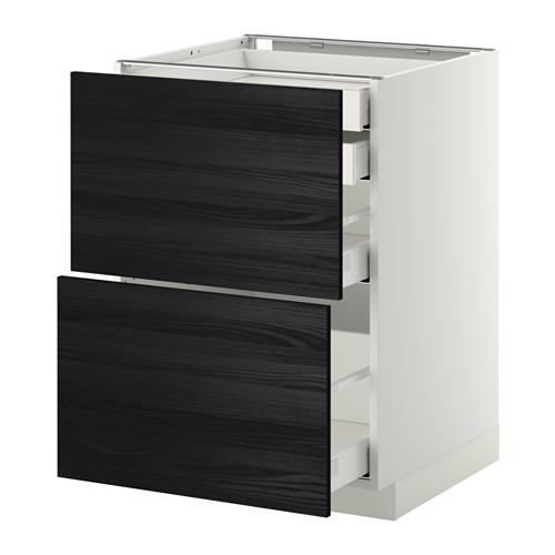 МЕТОД / МАКСИМЕРА Напл шк 2 фрнт/2низ/1срд/1 выс ящ - белый, Тингсрид под дерево черный, 60x60 см МЕТОД / МАКСИМЕРА Напл шк 2 фрнт/2низ/1срд/1 выс ящ - белый, Тингсрид под дерево черный, 60x60 см