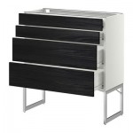МЕТОД / ФОРВАРА Нплн шк 4 фронт/2 низк/2средн ящ - 80x37x60 см, Тингсрид под дерево черный, белый