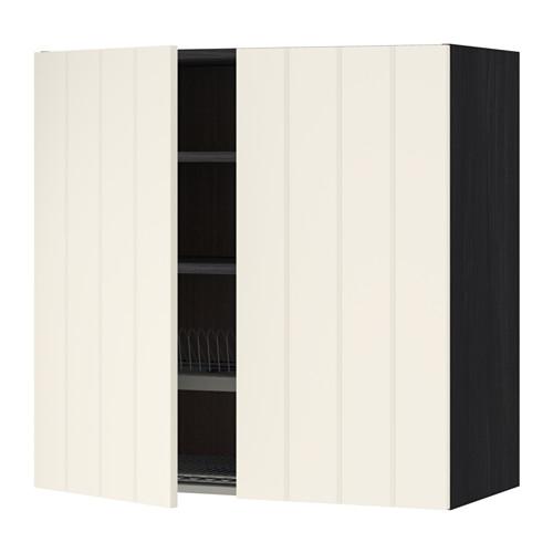 МЕТОД Навесной шкаф с посуд суш/2 дврц - под дерево черный, Хитарп белый с оттенком, 80x80 см МЕТОД Навесной шкаф с посуд суш/2 дврц - под дерево черный, Хитарп белый с оттенком, 80x80 см