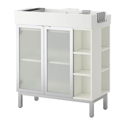 ЛИЛЛОНГЕН Шкаф п/раковину с 2 дв/2 откр полк - алюминий