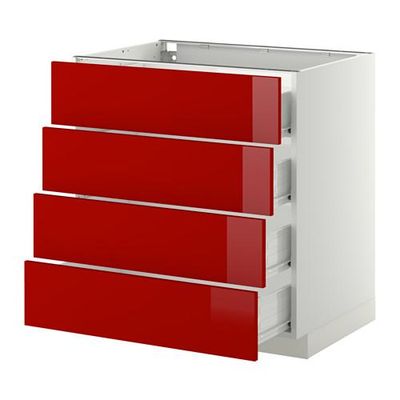 МЕТОД / ФОРВАРА Напольн шкаф 4 фронт панели/4 ящика - 80x60 см, Рингульт глянцевый красный, белый МЕТОД / ФОРВАРА Напольн шкаф 4 фронт панели/4 ящика - 80x60 см, Рингульт глянцевый красный, белый