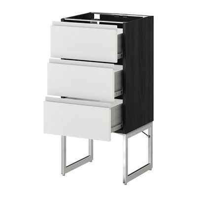 МЕТОД / ФОРВАРА Нплн шк 3 фрнт/3 средн ящика - 40x37x60 см, Нодста белый/алюминий, под дерево черный МЕТОД / ФОРВАРА Нплн шк 3 фрнт/3 средн ящика - 40x37x60 см, Нодста белый/алюминий, под дерево черный