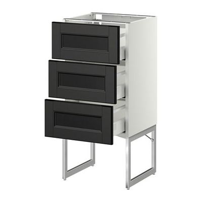 МЕТОД / МАКСИМЕРА Нплн шк 3 фрнт/3 средн ящика - 40x37x60 см, Лаксарби черно-коричневый, белый МЕТОД / МАКСИМЕРА Нплн шк 3 фрнт/3 средн ящика - 40x37x60 см, Лаксарби черно-коричневый, белый