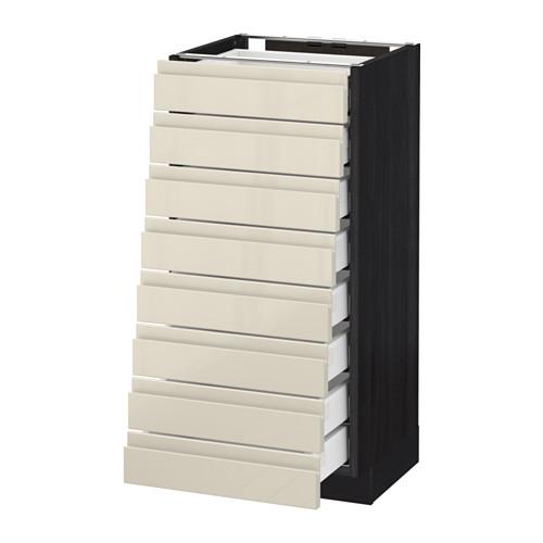 МЕТОД / МАКСИМЕРА Наполн шкаф 8 фронт/8 низк ящиков - под дерево черный, Воксторп глянцевый светло-бежевый, 40x37 см МЕТОД / МАКСИМЕРА Наполн шкаф 8 фронт/8 низк ящиков - под дерево черный, Воксторп глянцевый светло-бежевый, 40x37 см
