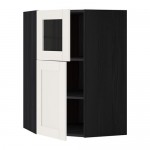 МЕТОД Угл навесн шкаф+полки/1дв/1 стек дв - под дерево черный, Сэведаль белый МЕТОД Угл навесн шкаф+полки/1дв/1 стек дв - под дерево черный, Сэведаль белый