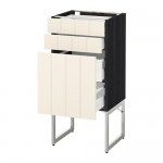 МЕТОД / МАКСИМЕРА Напольн шкаф 3фронт пнл/2низ/2ср ящ - под дерево черный, Хитарп белый с оттенком, 40x37x60 см