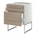 МЕТОД / МАКСИМЕРА Напольн шкаф 3фронт пнл/2низ/2ср ящ - 60x60x60 см, Брокхульт под грецкий орех светло-серый, белый