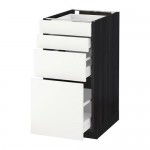 МЕТОД / МАКСИМЕРА Напольн шкаф 4 фронт панели/4 ящика - под дерево черный, Хэггеби белый, 40x60 см МЕТОД / МАКСИМЕРА Напольн шкаф 4 фронт панели/4 ящика - под дерево черный, Хэггеби белый, 40x60 см