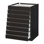 МЕТОД / МАКСИМЕРА Наполн шкаф 8 фронт/8 низк ящиков - под дерево черный, Кунгсбакка антрацит, 60x60 см МЕТОД / МАКСИМЕРА Наполн шкаф 8 фронт/8 низк ящиков - под дерево черный, Кунгсбакка антрацит, 60x60 см