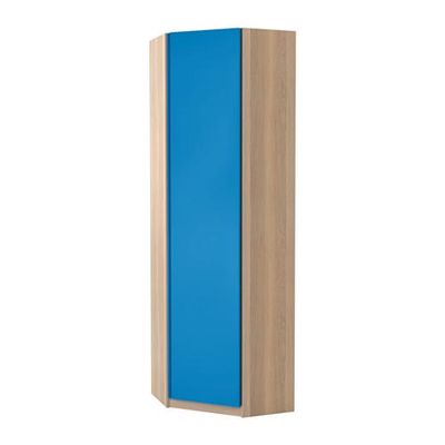 ПАКС Гардероб угловой - Виканес синий, под беленый дуб, 73/73x236 см