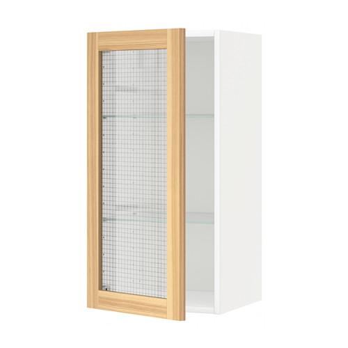 МЕТОД Навесной шкаф с полками/стекл дв - белый, Торхэмн естественный ясень, 40x80 см МЕТОД Навесной шкаф с полками/стекл дв - белый, Торхэмн естественный ясень, 40x80 см