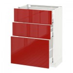 МЕТОД / МАКСИМЕРА Напольный шкаф с 3 ящиками - 60x37 см, Рингульт глянцевый красный, белый МЕТОД / МАКСИМЕРА Напольный шкаф с 3 ящиками - 60x37 см, Рингульт глянцевый красный, белый