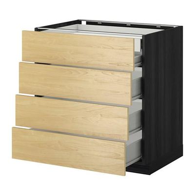 МЕТОД / ФОРВАРА Нплн шк 4фрнт/2нзк/3срд ящ - 80x60 см, Тингсрид под березу, под дерево черный МЕТОД / ФОРВАРА Нплн шк 4фрнт/2нзк/3срд ящ - 80x60 см, Тингсрид под березу, под дерево черный