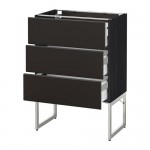 МЕТОД / МАКСИМЕРА Нплн шк 3 фрнт/3 средн ящика - под дерево черный, Кунгсбакка антрацит, 60x37x60 см МЕТОД / МАКСИМЕРА Нплн шк 3 фрнт/3 средн ящика - под дерево черный, Кунгсбакка антрацит, 60x37x60 см