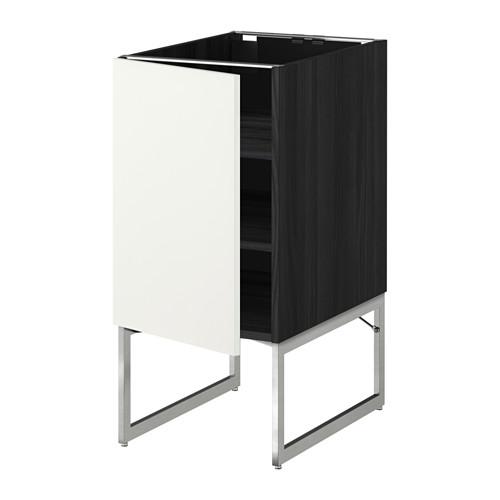 МЕТОД Напольный шкаф с полками - под дерево черный, Хэггеби белый, 40x60x60 см