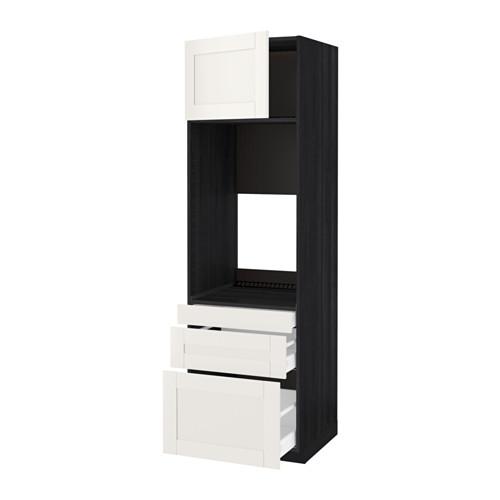 МЕТОД / МАКСИМЕРА Выс шкаф д/двойн духовки/3ящ/дверца - под дерево черный, Сэведаль белый, 60x60x200 см МЕТОД / МАКСИМЕРА Выс шкаф д/двойн духовки/3ящ/дверца - под дерево черный, Сэведаль белый, 60x60x200 см