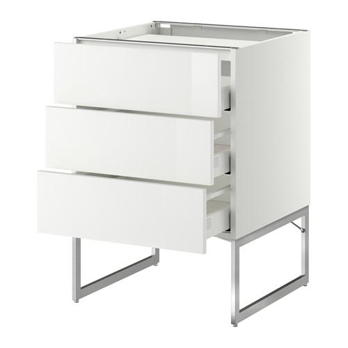 МЕТОД / МАКСИМЕРА Напольн шкаф/3фронт пнл/3ящика - белый, Рингульт глянцевый белый, 60x60x60 см МЕТОД / МАКСИМЕРА Напольн шкаф/3фронт пнл/3ящика - белый, Рингульт глянцевый белый, 60x60x60 см