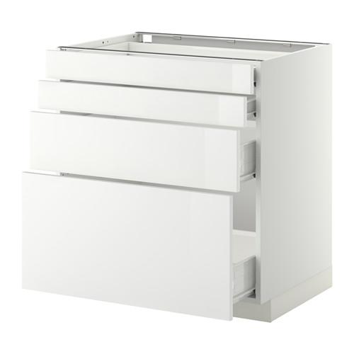 МЕТОД / ФОРВАРА Нплн шк 4 фронт/2 низк/2средн ящ - белый, Рингульт глянцевый белый, 80x60 см