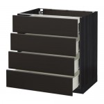 МЕТОД / ФОРВАРА Напольн шкаф 4 фронт панели/4 ящика - под дерево черный, Кунгсбакка антрацит, 80x60 см МЕТОД / ФОРВАРА Напольн шкаф 4 фронт панели/4 ящика - под дерево черный, Кунгсбакка антрацит, 80x60 см