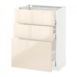 МЕТОД / МАКСИМЕРА Напольный шкаф с 3 ящиками - 60x37 см, Рингульт глянцевый кремовый, белый МЕТОД / МАКСИМЕРА Напольный шкаф с 3 ящиками - 60x37 см, Рингульт глянцевый кремовый, белый