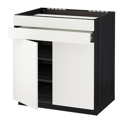 МЕТОД / ФОРВАРА Нап шк д/вар панели/2ящ/2фасада/1ящ - под дерево черный, Хэггеби белый