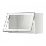 МЕТОД Гориз навесн шкаф со стекл дверью - белый, Ютис матовое стекло/алюминий, 60x40 см