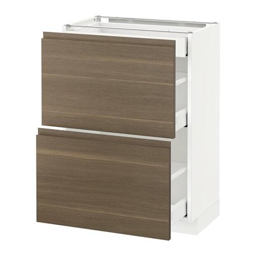 МЕТОД / МАКСИМЕРА Напольный шкаф/2фасада/3ящика - белый, Воксторп под грецкий орех, 60x37 см МЕТОД / МАКСИМЕРА Напольный шкаф/2фасада/3ящика - белый, Воксторп под грецкий орех, 60x37 см