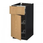 МЕТОД / ФОРВАРА Напольн шкаф с пров корз/ящ/дверью - 40x60 см, Экестад дуб, под дерево черный