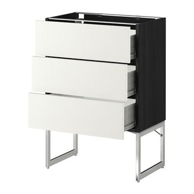 МЕТОД / ФОРВАРА Нплн шк 3 фрнт/3 средн ящика - 60x37x60 см, Хэггеби белый, под дерево черный МЕТОД / ФОРВАРА Нплн шк 3 фрнт/3 средн ящика - 60x37x60 см, Хэггеби белый, под дерево черный