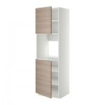 МЕТОД Высок шкаф д/духовки/2дверцы/полки - 60x60x200 см, Брокхульт под грецкий орех светло-серый, белый МЕТОД Высок шкаф д/духовки/2дверцы/полки - 60x60x200 см, Брокхульт под грецкий орех светло-серый, белый
