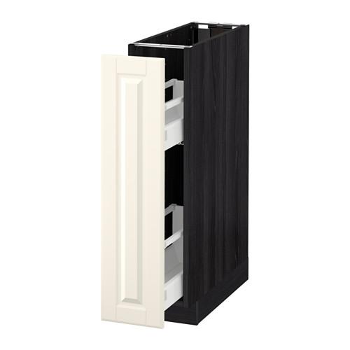 МЕТОД Напол шкаф/выдв внутр элем - под дерево черный, Будбин белый с оттенком