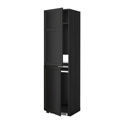 МЕТОД Высок шкаф д холодильн/мороз - 60x60x220 см, Лаксарби черно-коричневый, под дерево черный