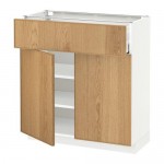 МЕТОД / МАКСИМЕРА Напольный шкаф+ящик/2дверцы - белый, Экестад дуб, 80x37 см МЕТОД / МАКСИМЕРА Напольный шкаф+ящик/2дверцы - белый, Экестад дуб, 80x37 см