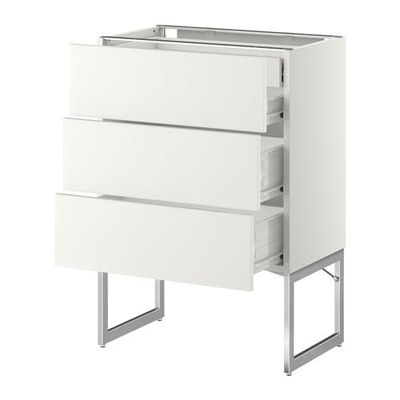 МЕТОД / ФОРВАРА Напольн шкаф 3фронт пнл/2низ/2ср ящ - 60x37x60 см, Хэггеби белый, белый