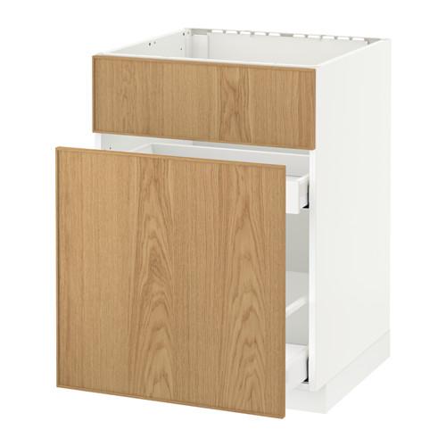 МЕТОД / МАКСИМЕРА Нап шк п/мойку/сорт мус/1дврц/2ящ - белый, Экестад дуб МЕТОД / МАКСИМЕРА Нап шк п/мойку/сорт мус/1дврц/2ящ - белый, Экестад дуб