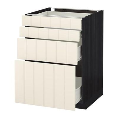 МЕТОД / ФОРВАРА Напольн шкаф 4 фронт панели/4 ящика - 60x60 см, Хитарп белый с оттенком, под дерево черный МЕТОД / ФОРВАРА Напольн шкаф 4 фронт панели/4 ящика - 60x60 см, Хитарп белый с оттенком, под дерево черный