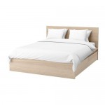 МАЛЬМ Каркас кровати+2 кроватных ящика - 160x200 см, Леирсунд, дубовый шпон, беленый