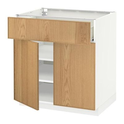МЕТОД / ФОРВАРА Напольный шкаф+ящик/2дверцы - 80x60 см, Экестад дуб, белый МЕТОД / ФОРВАРА Напольный шкаф+ящик/2дверцы - 80x60 см, Экестад дуб, белый