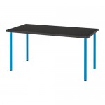 ADILS/LINNMON стол черно-коричневый/синий 75x74 cm