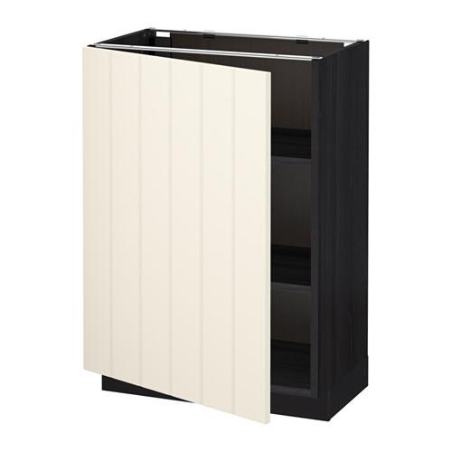 МЕТОД Напольный шкаф с полками - под дерево черный, Хитарп белый с оттенком, 60x37 см