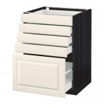 МЕТОД / МАКСИМЕРА Напольный шкаф с 5 ящиками - под дерево черный, Будбин белый с оттенком, 60x60 см