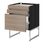 МЕТОД / ФОРВАРА Напольн шкаф 3фронт пнл/2низ/2ср ящ - 60x60x60 см, Брокхульт под грецкий орех светло-серый, под дерево черный МЕТОД / ФОРВАРА Напольн шкаф 3фронт пнл/2низ/2ср ящ - 60x60x60 см, Брокхульт под грецкий орех светло-серый, под дерево черный