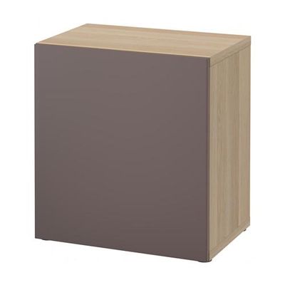 БЕСТО Стеллаж с дверью - под беленый дуб/Вальвикен темно-коричневый