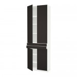 МЕТОД / МАКСИМЕРА Высокий шкаф+полки/2 ящика/4 дверцы - белый, Кунгсбакка антрацит