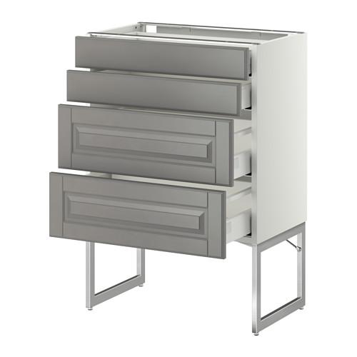 МЕТОД / МАКСИМЕРА Нплн шк 4 фронт/2 низк/2средн ящ - белый, Будбин серый, 60x37x60 см